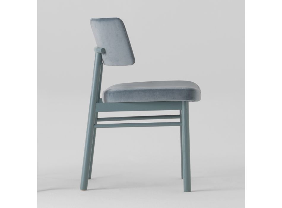 Aksamitne krzesło z podstawą z malowanego jesionu Made in Italy, 2 sztuki - Alaska
