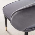 Aksamitne krzesło z czarnym metalem i satynowymi mosiężnymi nogami, 4 sztuki - Sibea Viadurini