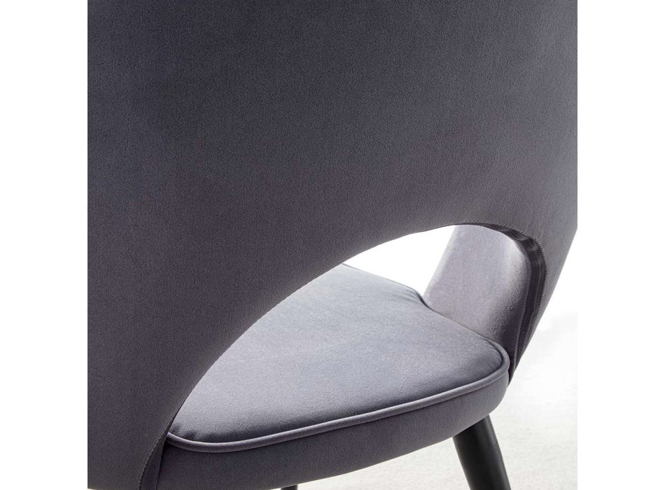 Aksamitne krzesło z czarnym metalem i satynowymi mosiężnymi nogami, 4 sztuki - Sibea