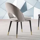 Aksamitne krzesło z czarnymi metalowymi i satynowymi mosiężnymi nogami, 4 sztuki - Sibea Viadurini