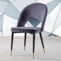 Aksamitne krzesło z czarnymi metalowymi i satynowymi mosiężnymi nogami, 4 sztuki - Sibea