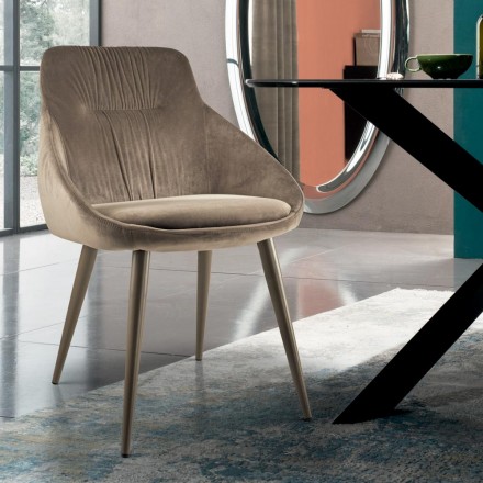 Krzesło z aksamitu i stali lakierowanej RAL Made in Italy 4 sztuki - Mariapina Viadurini