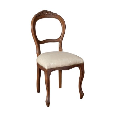 Krzesło wewnętrzne z beżowej tkaniny i patynowanej struktury orzecha włoskiego Made in Italy - Falco Viadurini