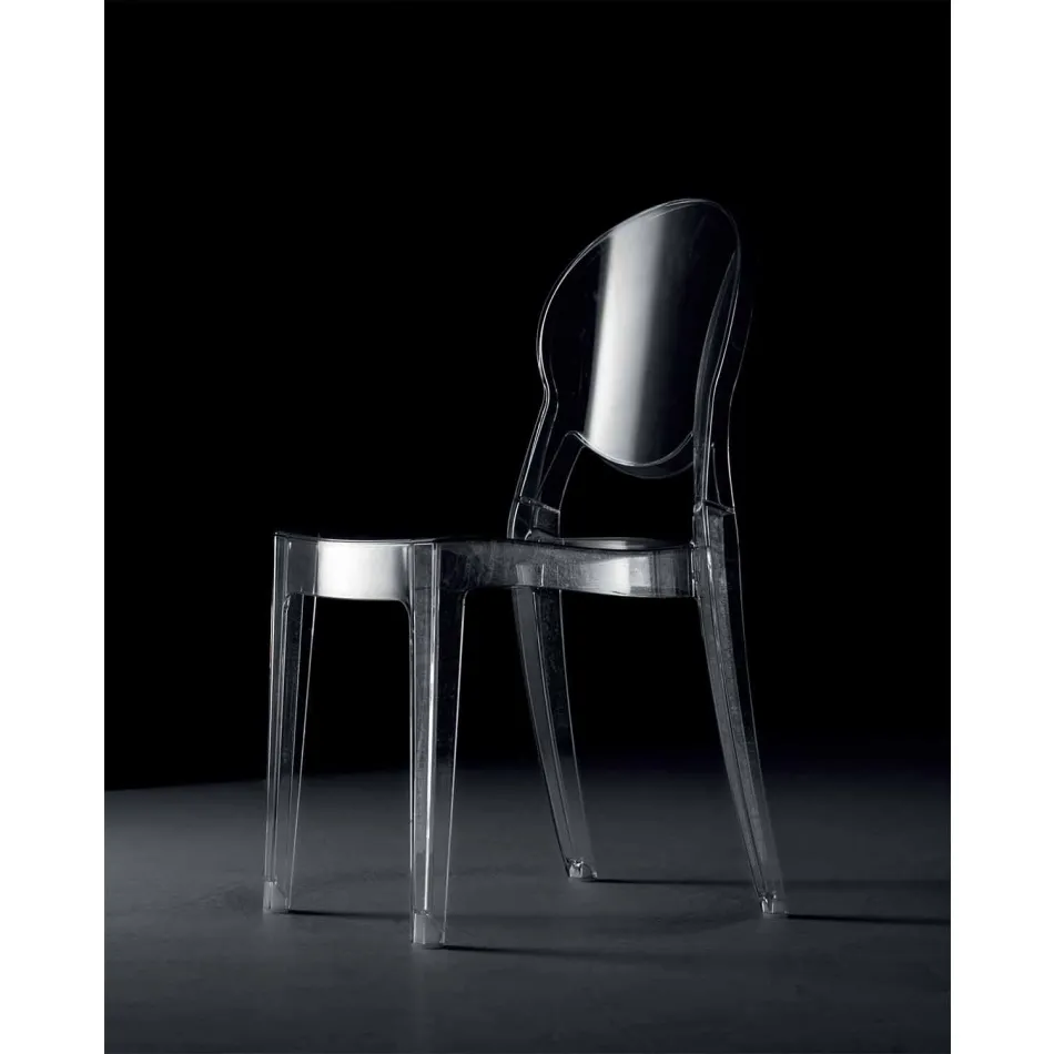 Krzesło sztaplowane do użytku wewnątrz lub na zewnątrz, z przezroczystego poliwęglanu – Pianeta Viadurini
