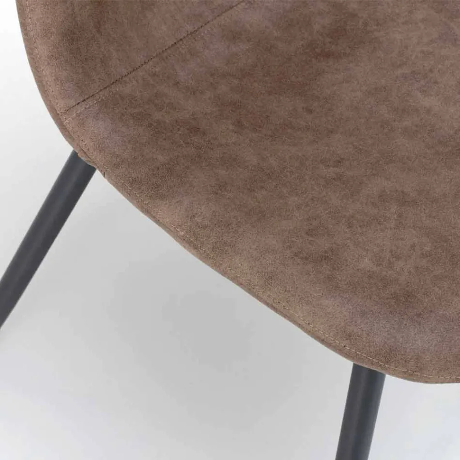 Krzesło z nowoczesnym wzornictwem z imitacji skóry, Elice, 4 części Viadurini