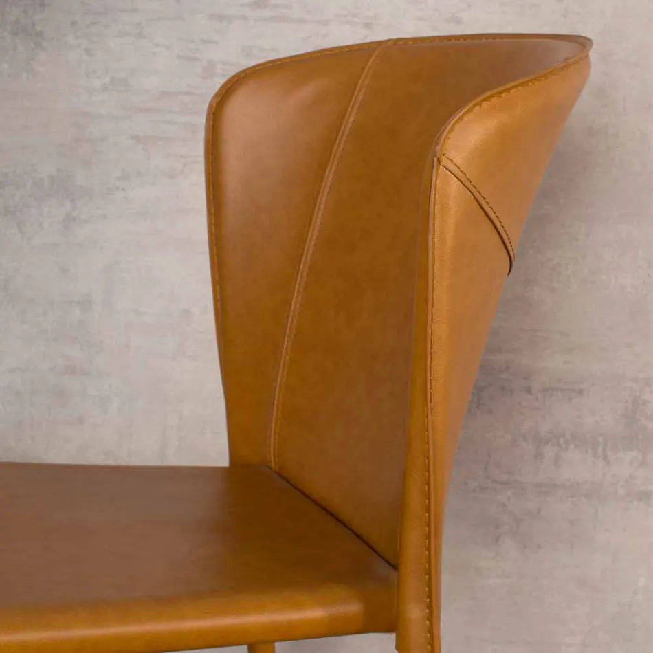 Nowoczesne krzesło do salonu pokryte imitacją skóry, Accadia, 4 sztuki Viadurini