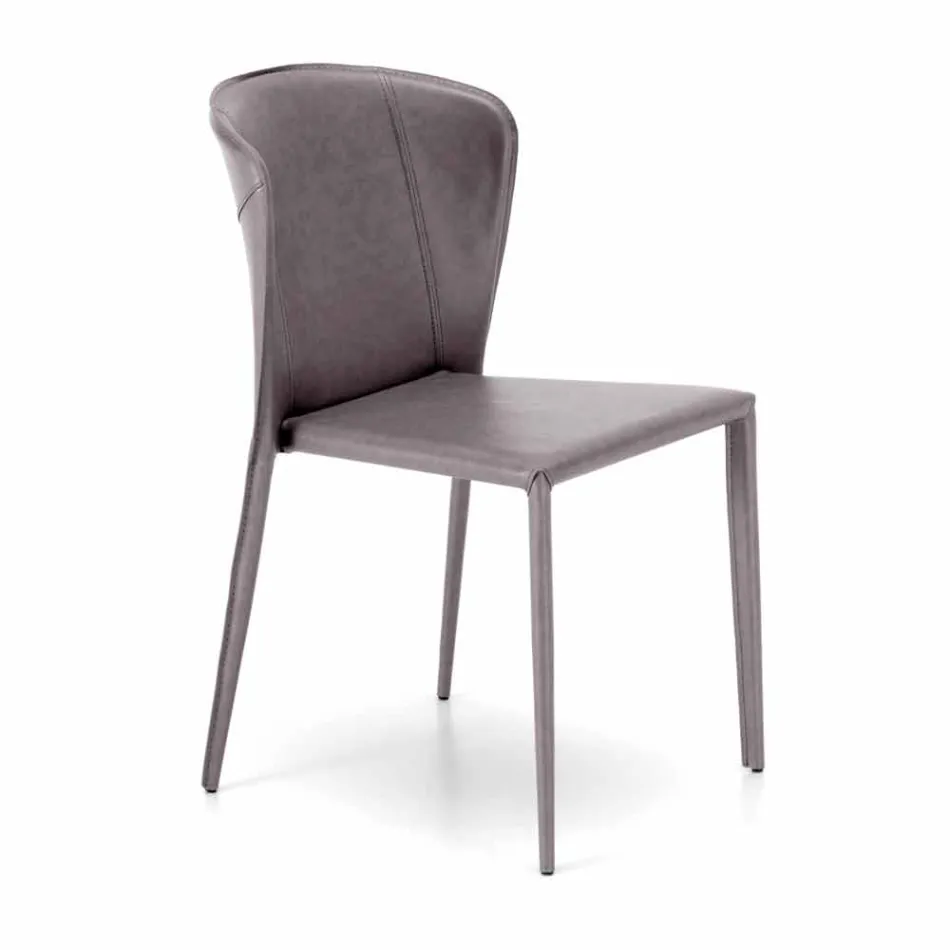 Nowoczesne krzesło do salonu pokryte imitacją skóry, Accadia, 4 sztuki Viadurini