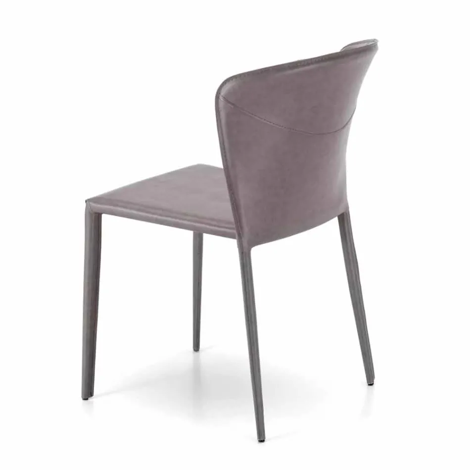 Nowoczesne krzesło do salonu pokryte imitacją skóry, Accadia, 4 sztuki Viadurini