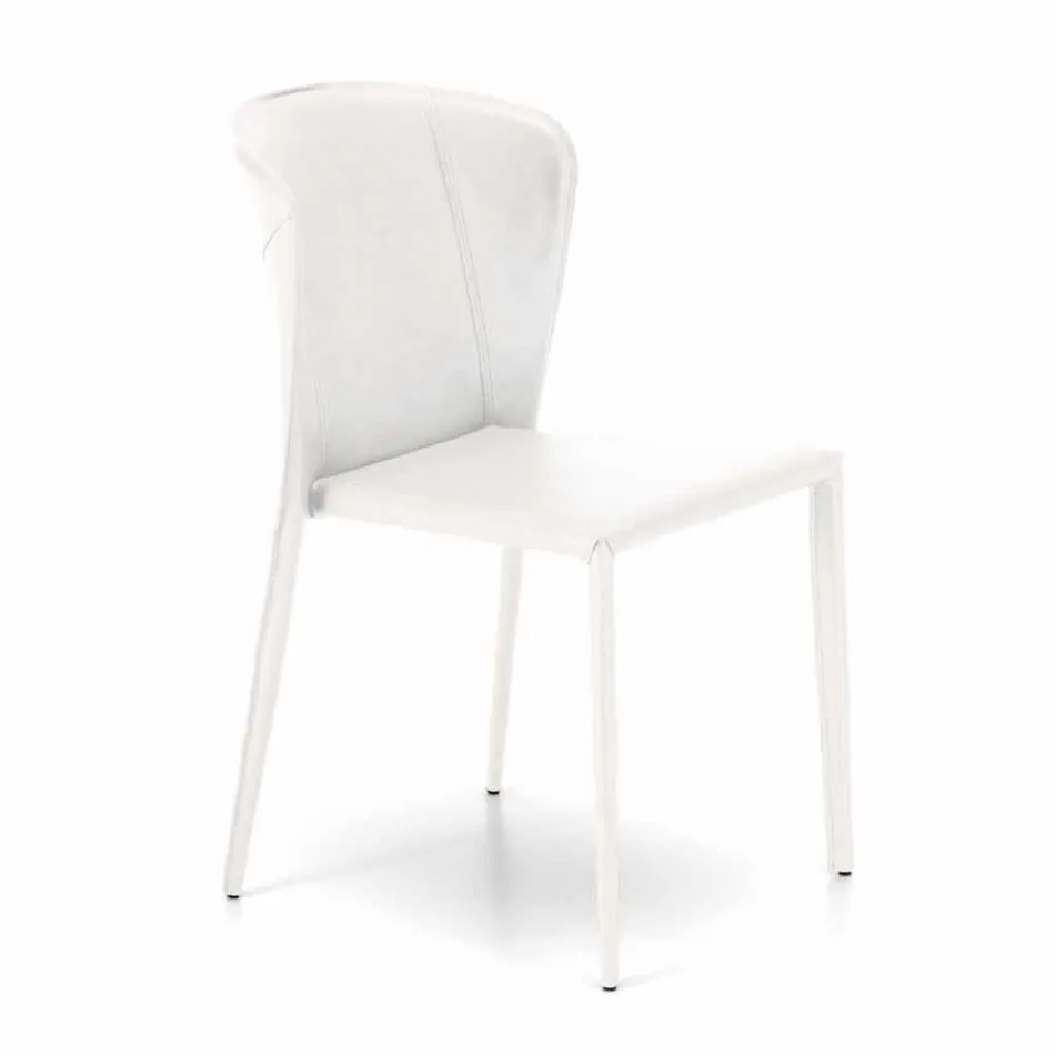 Nowoczesne krzesło do salonu pokryte imitacją skóry, Accadia, 4 sztuki Viadurini