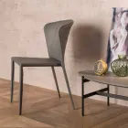 Nowoczesne krzesło do salonu pokryte imitacją skóry, Accadia, 4 sztuki Viadurini