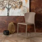 Nowoczesne krzesło do salonu pokryte imitacją skóry, Accadia, 4 sztuki Viadurini