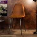 Nowoczesne krzesło w stylu vintage z brązowej imitacji skóry, 4 sztuk Elice