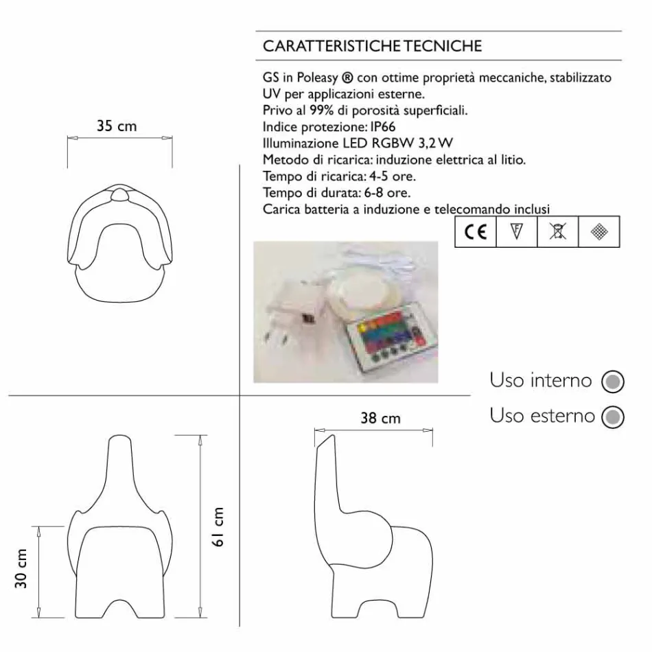 Luminous Child's Chair, Rechargeable RGBW Led, 2 Pieces - Tino by Myyour Viadurini