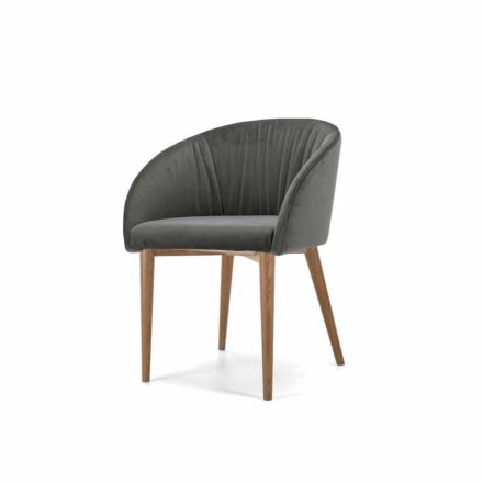 Nowoczesne krzesło z jesionową podstawą i siedziskiem z tkaniny lub skóry – Tagata Viadurini