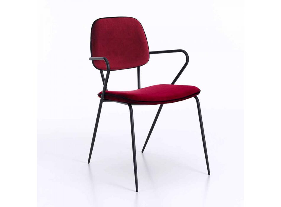Nowoczesne krzesło z podłokietnikami i siedziskiem pokryte aksamitem, 4 sztuki - Cioli Viadurini