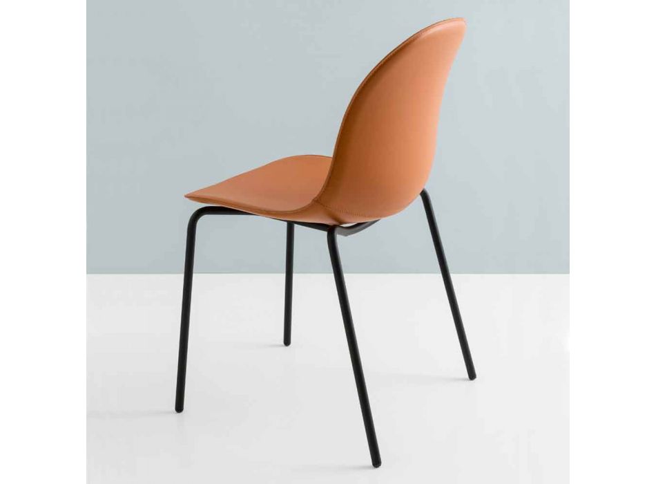 Connubia by Calligaris Academy nowoczesne krzesło z metalu i skóry Viadurini