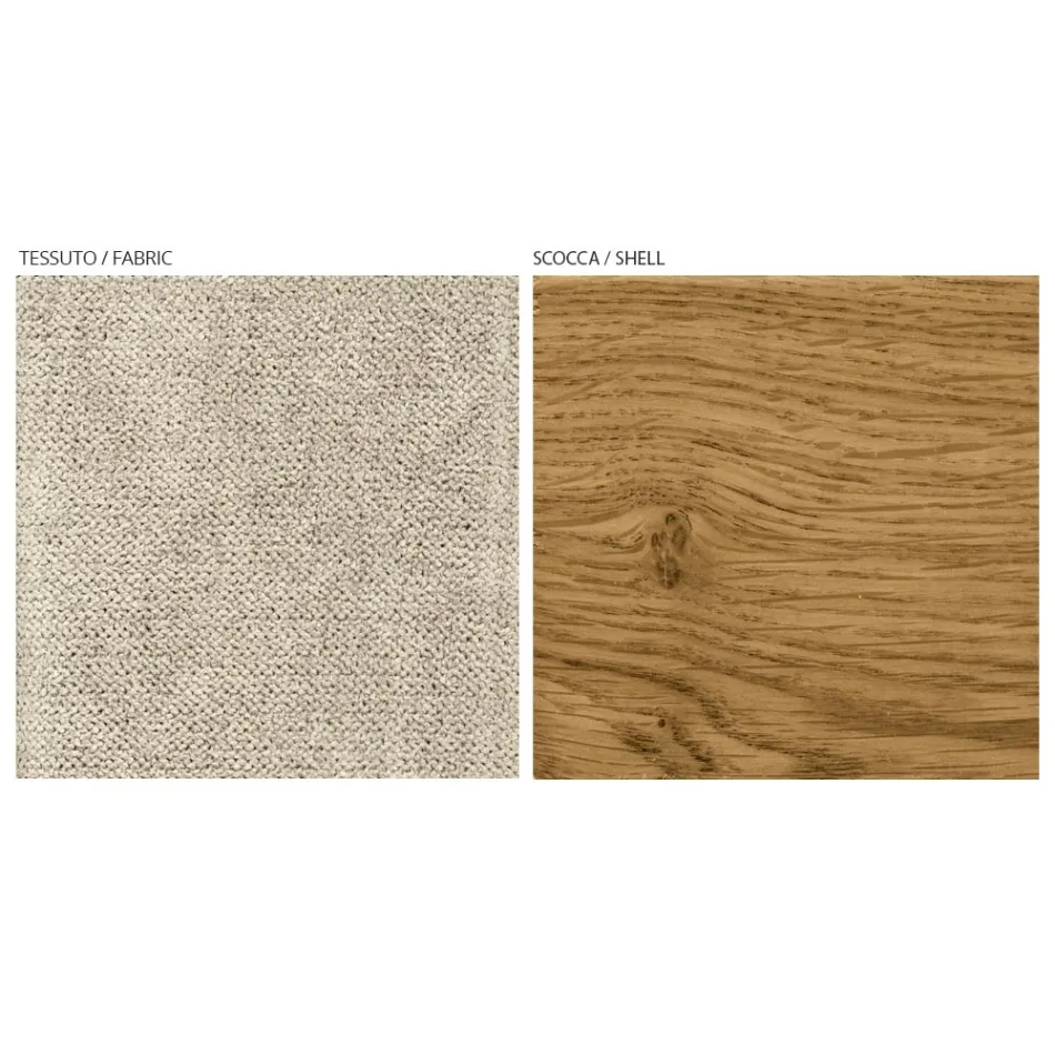 Nowoczesne krzesło do salonu z różnych tkanin z drewnianą skorupą - Wolter Viadurini