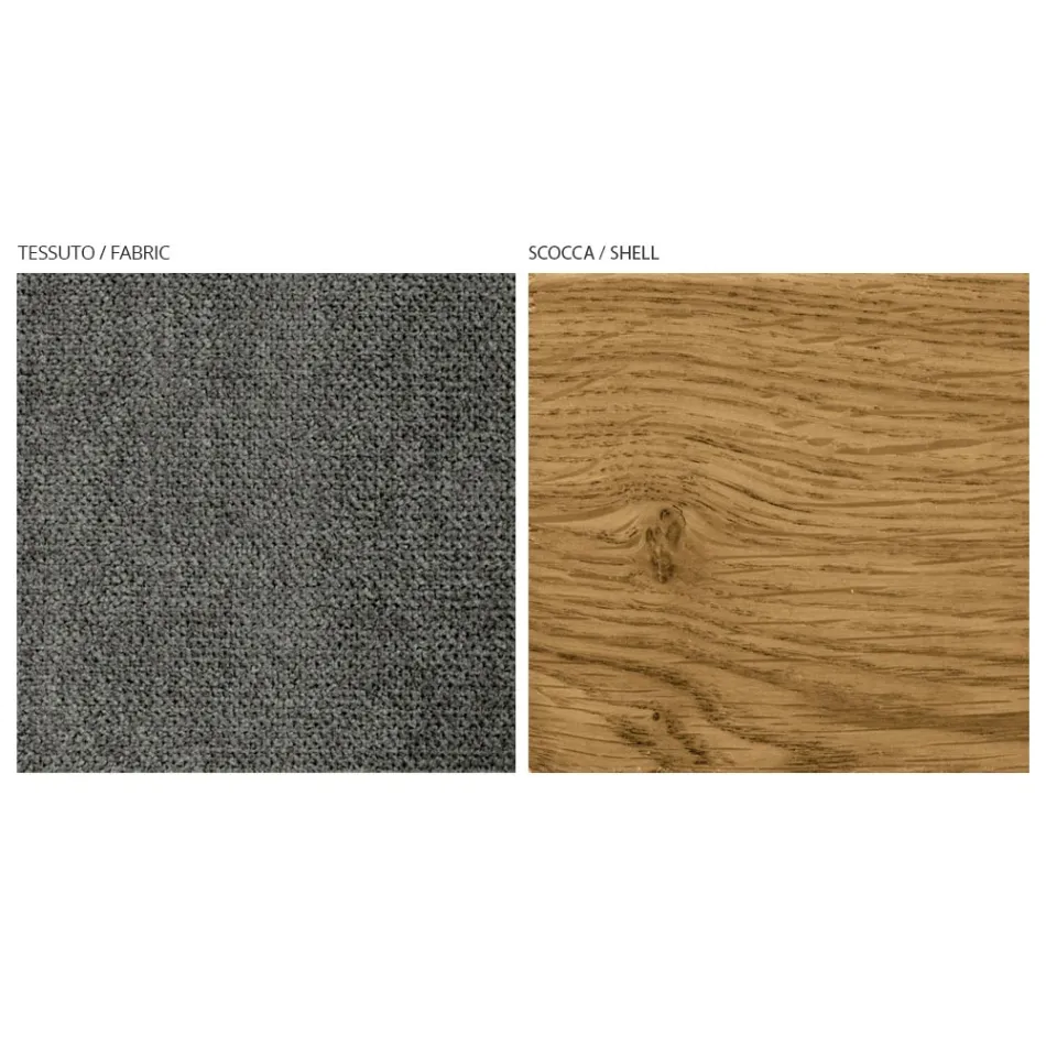 Nowoczesne krzesło do salonu z różnych tkanin z drewnianą skorupą - Wolter Viadurini