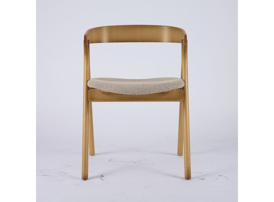 Nowoczesne krzesło do salonu z różnych tkanin z drewnianą skorupą - Wolter Viadurini