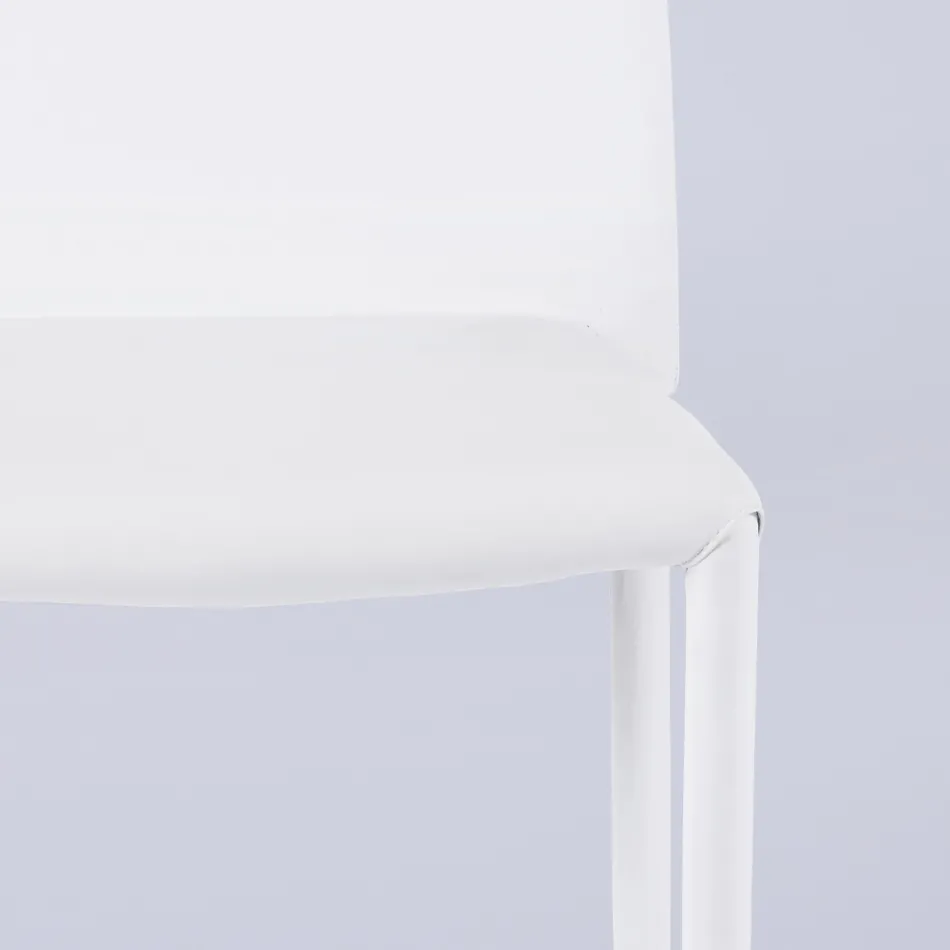 Nowoczesne krzesło do salonu z ekoskóry i metalu Made in Italy - Reka Viadurini