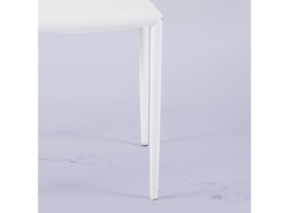 Nowoczesne krzesło do salonu z ekoskóry i metalu Made in Italy - Reka Viadurini