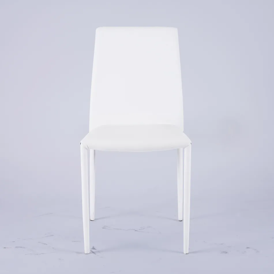 Nowoczesne krzesło do salonu z ekoskóry i metalu Made in Italy - Reka Viadurini