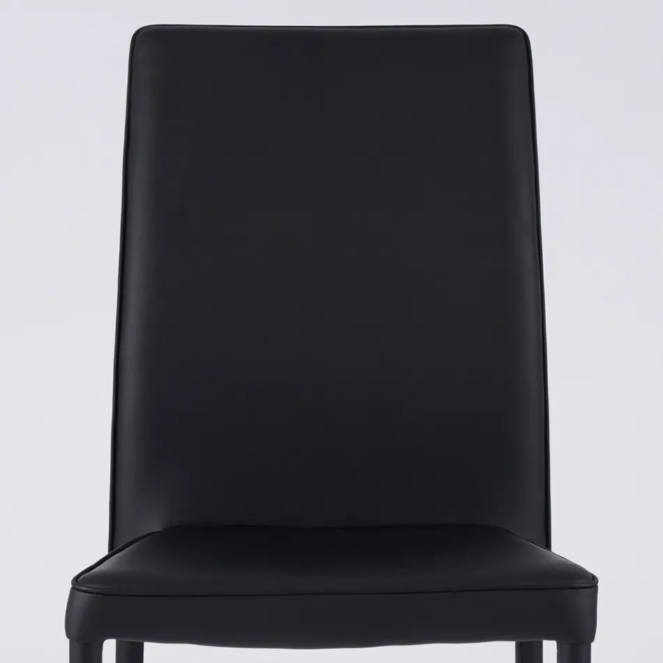 Nowoczesne krzesło do salonu z ekoskóry i metalu Made in Italy - Michaela Viadurini