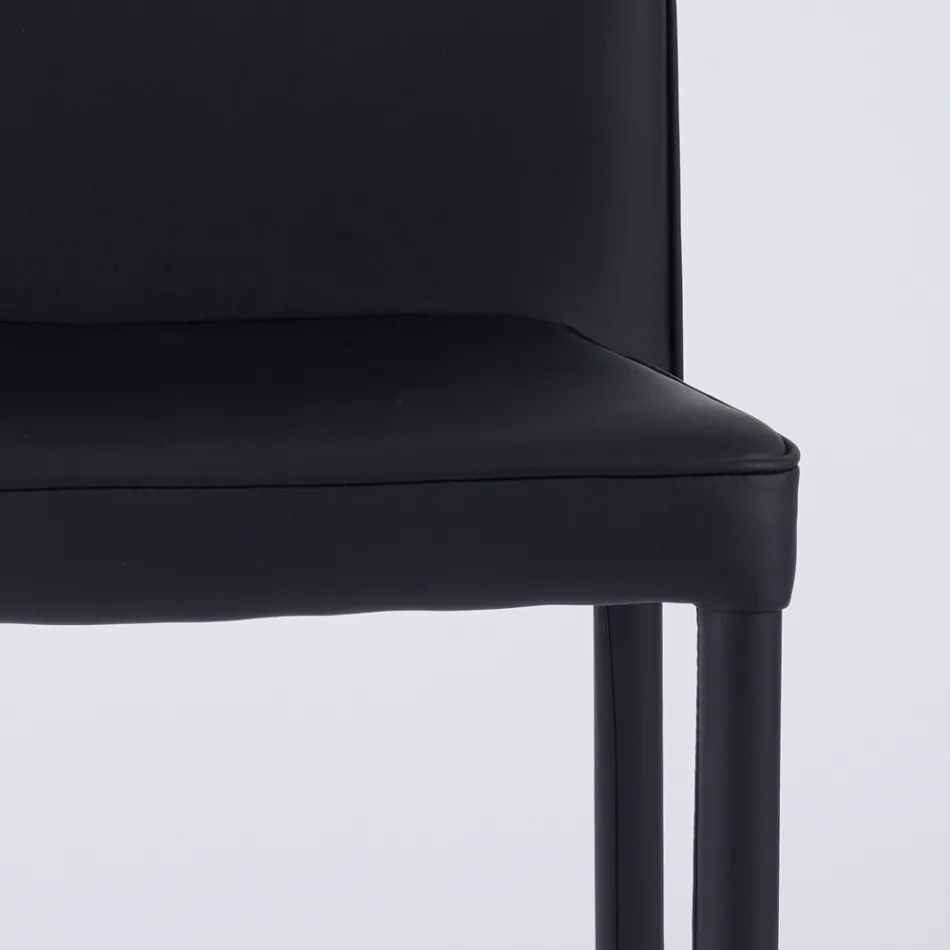 Nowoczesne krzesło do salonu z ekoskóry i metalu Made in Italy - Michaela Viadurini