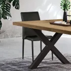 Nowoczesne krzesło do salonu z ekoskóry i metalu Made in Italy - Michaela Viadurini