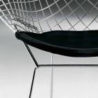 Nowoczesne stalowe krzesło z luksusowym skórzanym siedziskiem Made in Italy - Beniamino Viadurini