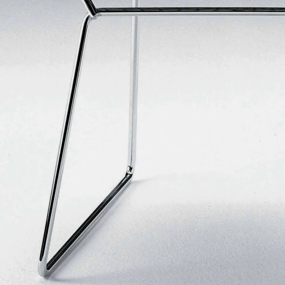 Nowoczesne stalowe krzesło z luksusowym skórzanym siedziskiem Made in Italy - Beniamino Viadurini