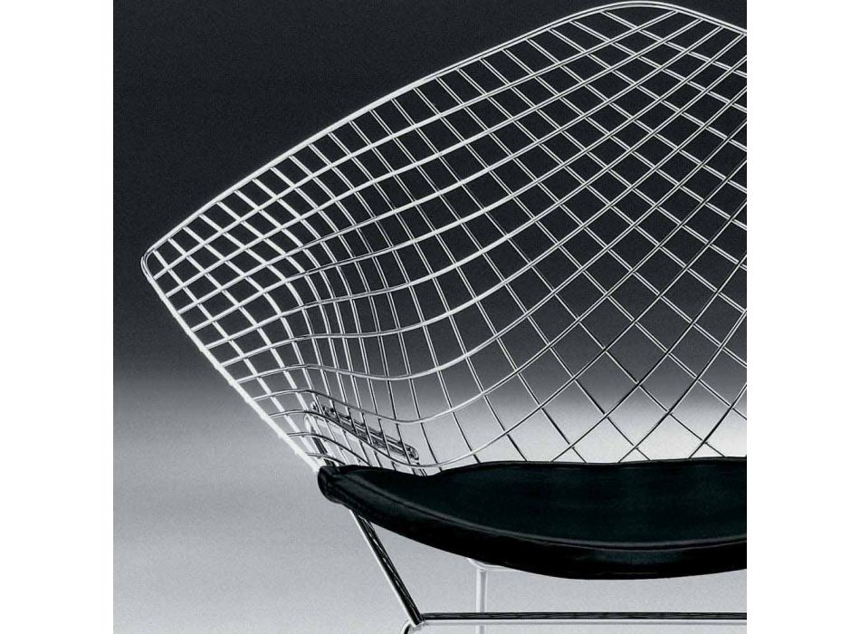 Nowoczesne stalowe krzesło z luksusowym skórzanym siedziskiem Made in Italy - Beniamino Viadurini