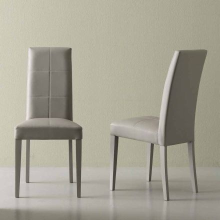Nowoczesne krzesło z eko-skóry Linear w kolorze lodowej szarości Viadurini