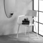 Nowoczesne drewniane krzesło z malowaną metalową konstrukcją, 4 sztuki - Habibi Viadurini