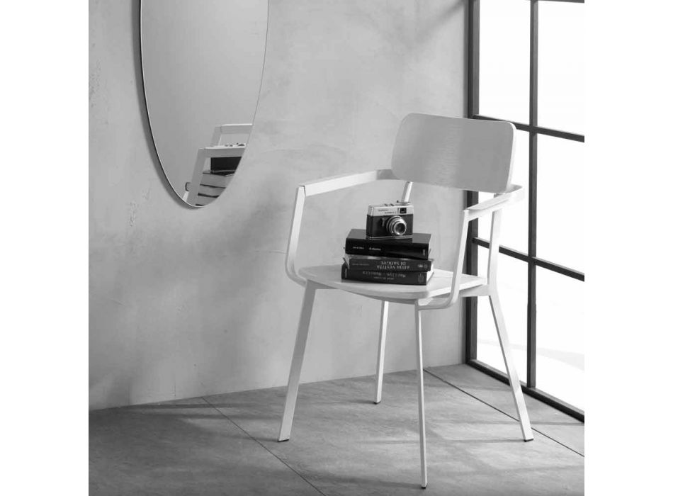 Nowoczesne drewniane krzesło z malowaną metalową konstrukcją, 4 sztuki - Habibi Viadurini