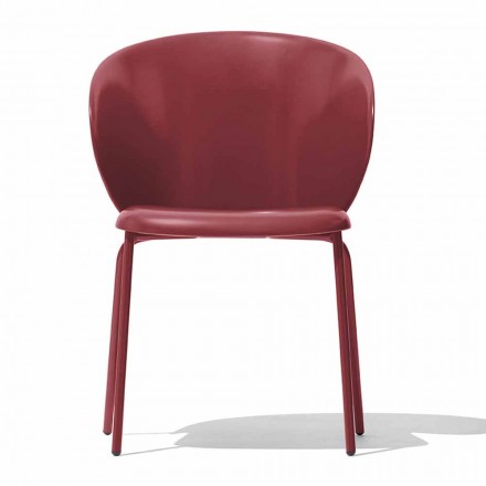 Nowoczesne krzesło z polipropylenu i metalu Made in Italy, 2 sztuki - Connubia Tuka Viadurini