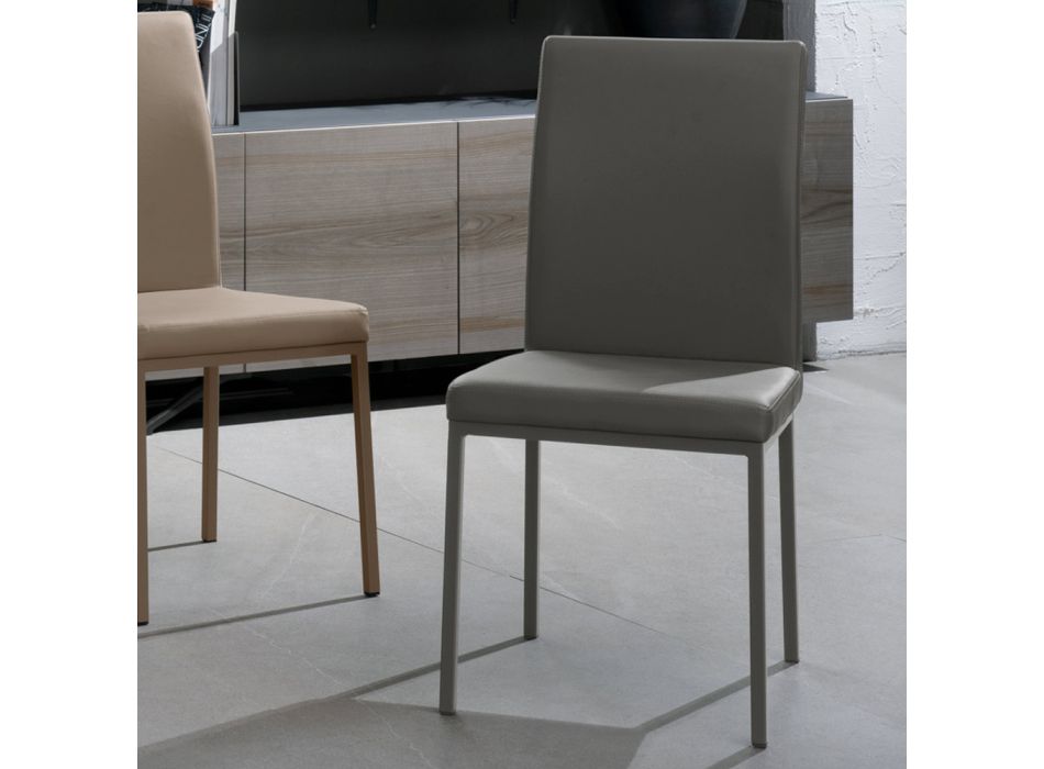 Nowoczesne krzesło ze sztucznej skóry obitej wzorem 4 sztuk Emma Viadurini