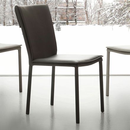 Krzesło do jadalni Lappola, tapicerowane z ekoskóry, nowoczesny design Viadurini