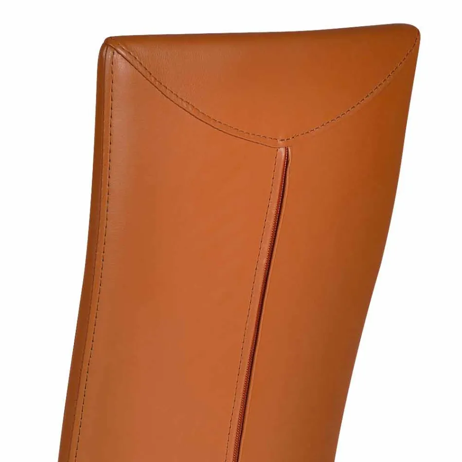 Krzesło do salonu w nowoczesnym stylu pokryte skórą / skórą wykonane we Włoszech Ghada Viadurini