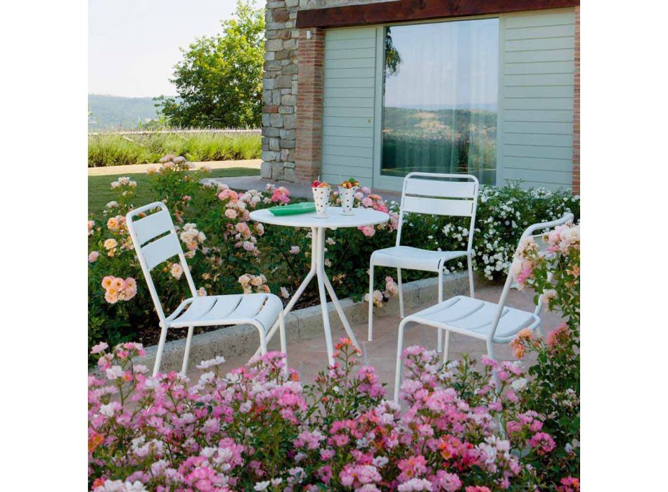 Krzesło ogrodowe do układania w stosy, malowane proszkowo Made in Italy, 4 sztuki - Amina Viadurini