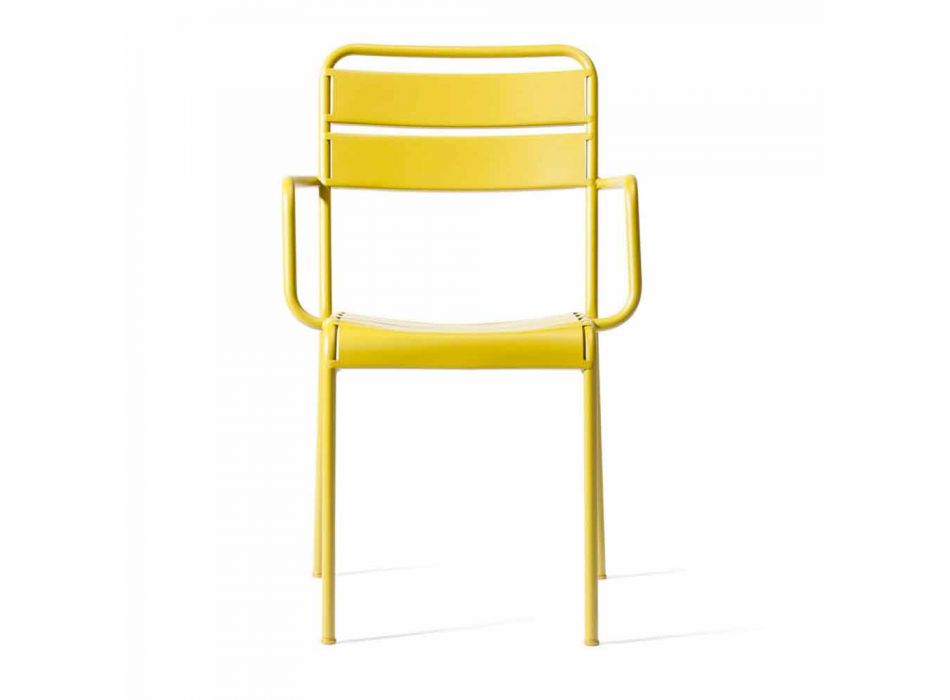Krzesło ogrodowe do układania w stosy, malowane proszkowo Made in Italy, 4 sztuki - Amina Viadurini