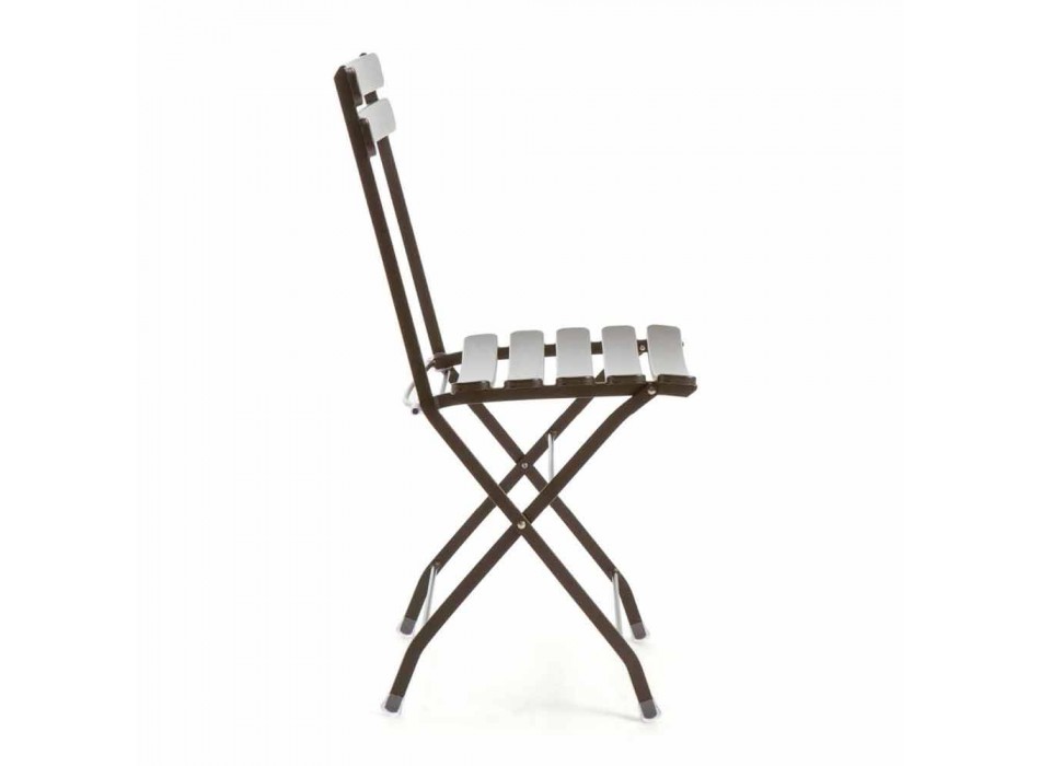Składane krzesło ogrodowe z malowanego metalu Made in Italy, 4 sztuki - Lori Viadurini