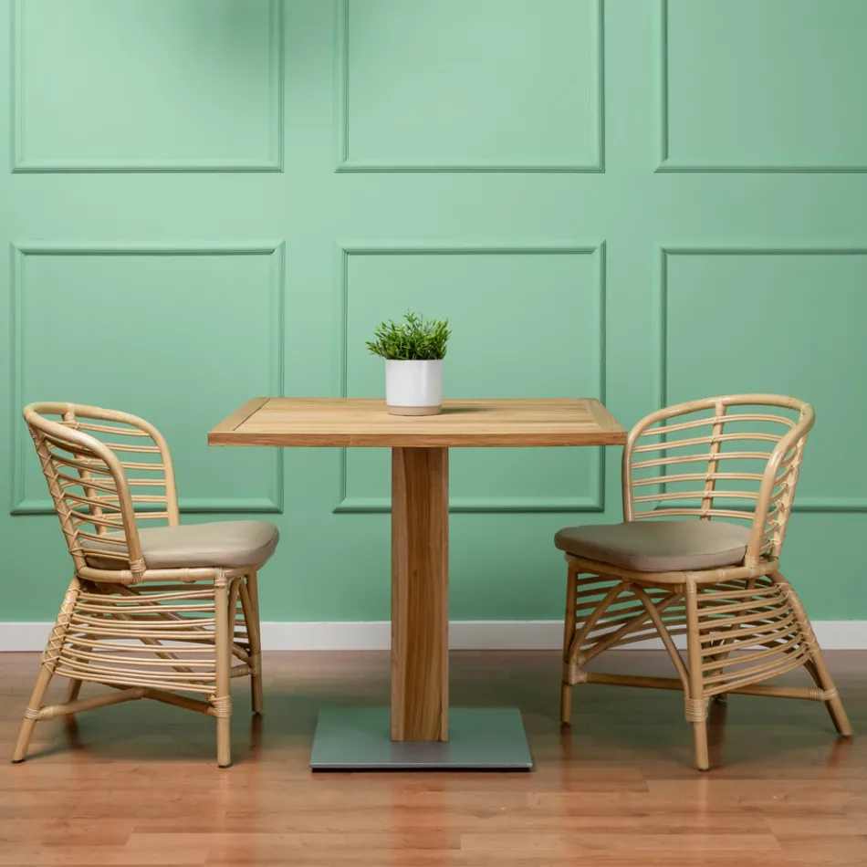 Krzesło do ogrodu z naturalnego rattanu z poduszką w zestawie - Torvi Viadurini