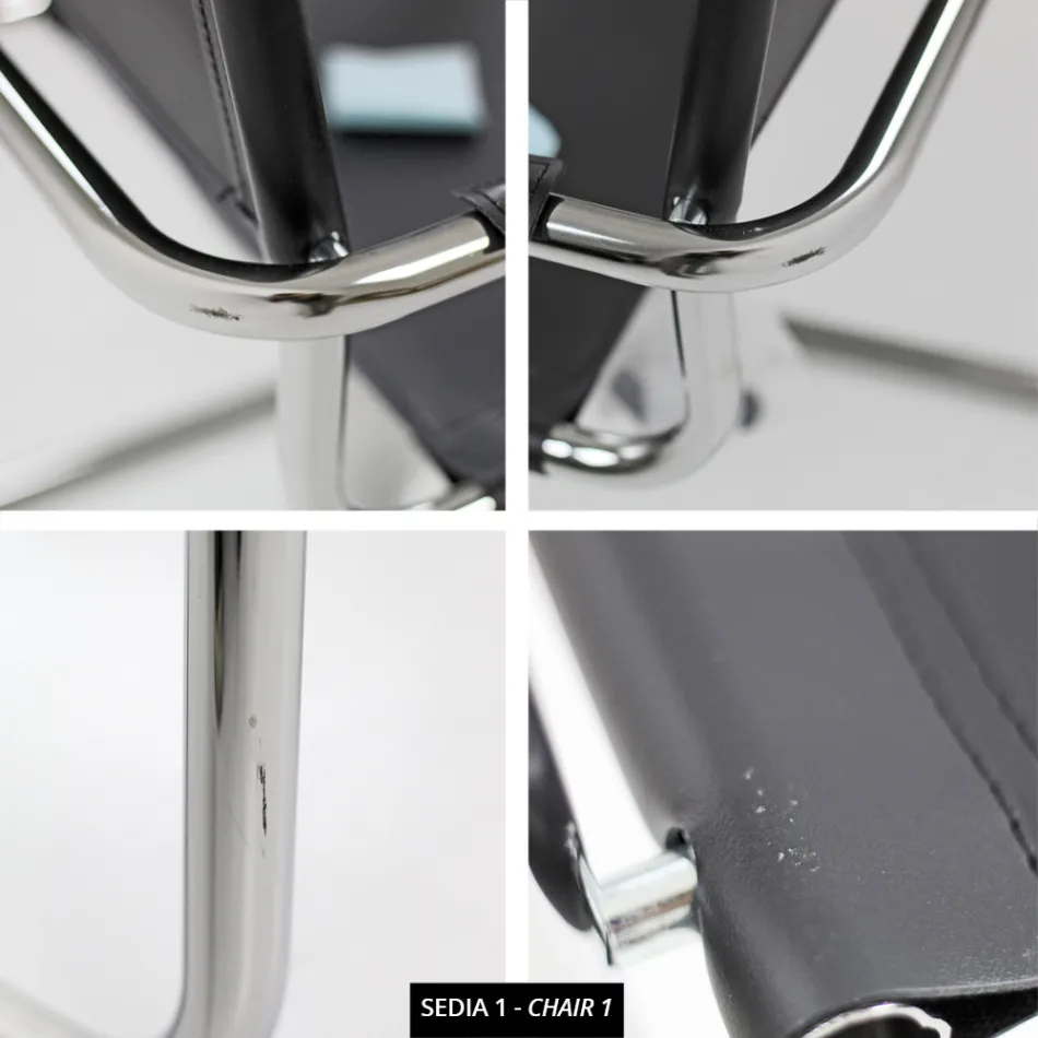 Krzesło do sali konferencyjnej lub spotkania w czarnej skórze i metalu – Cirillo1/2 Viadurini