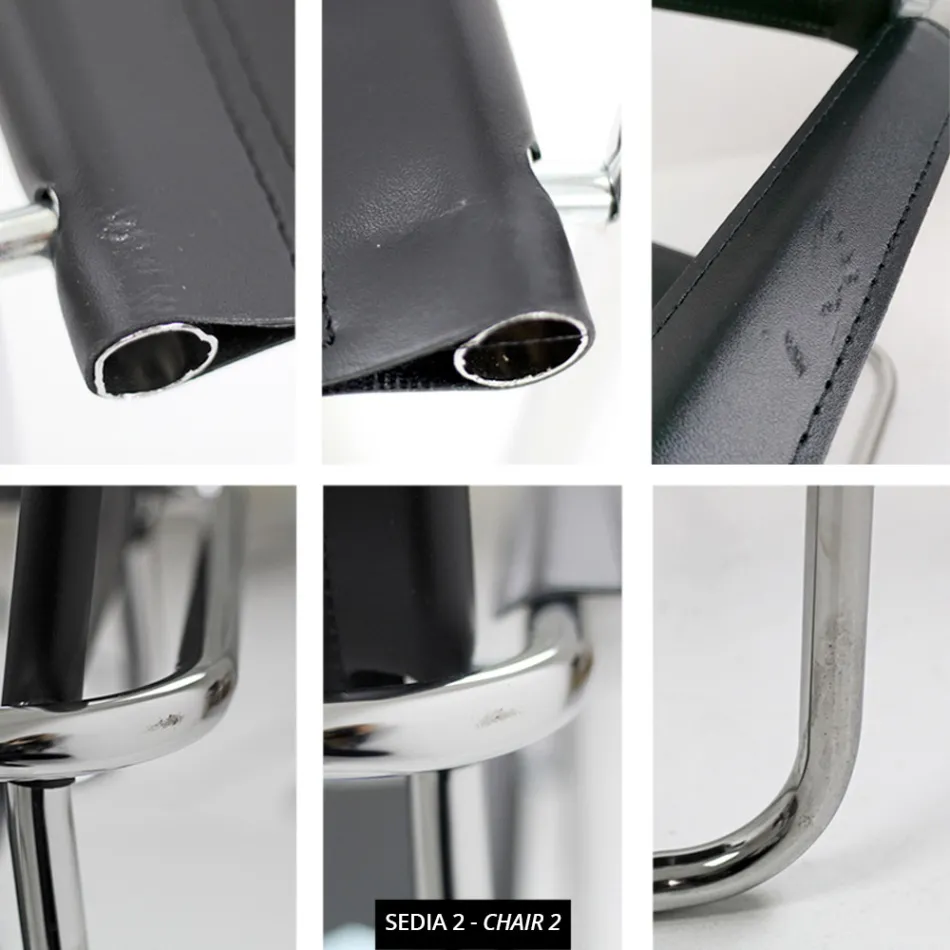 Krzesło do sali konferencyjnej lub spotkania w czarnej skórze i metalu – Cirillo1/2 Viadurini