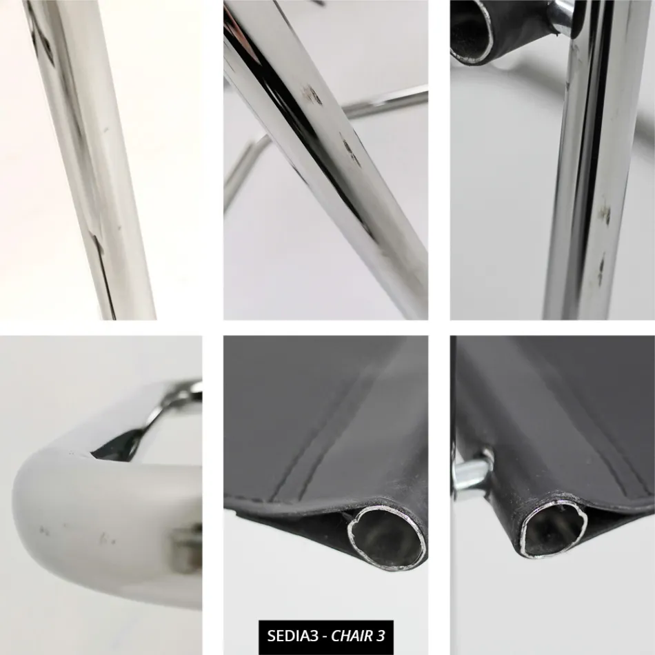 Krzesło do sali konferencyjnej lub spotkania w czarnej skórze i metalu – Cirillo3/4 Viadurini