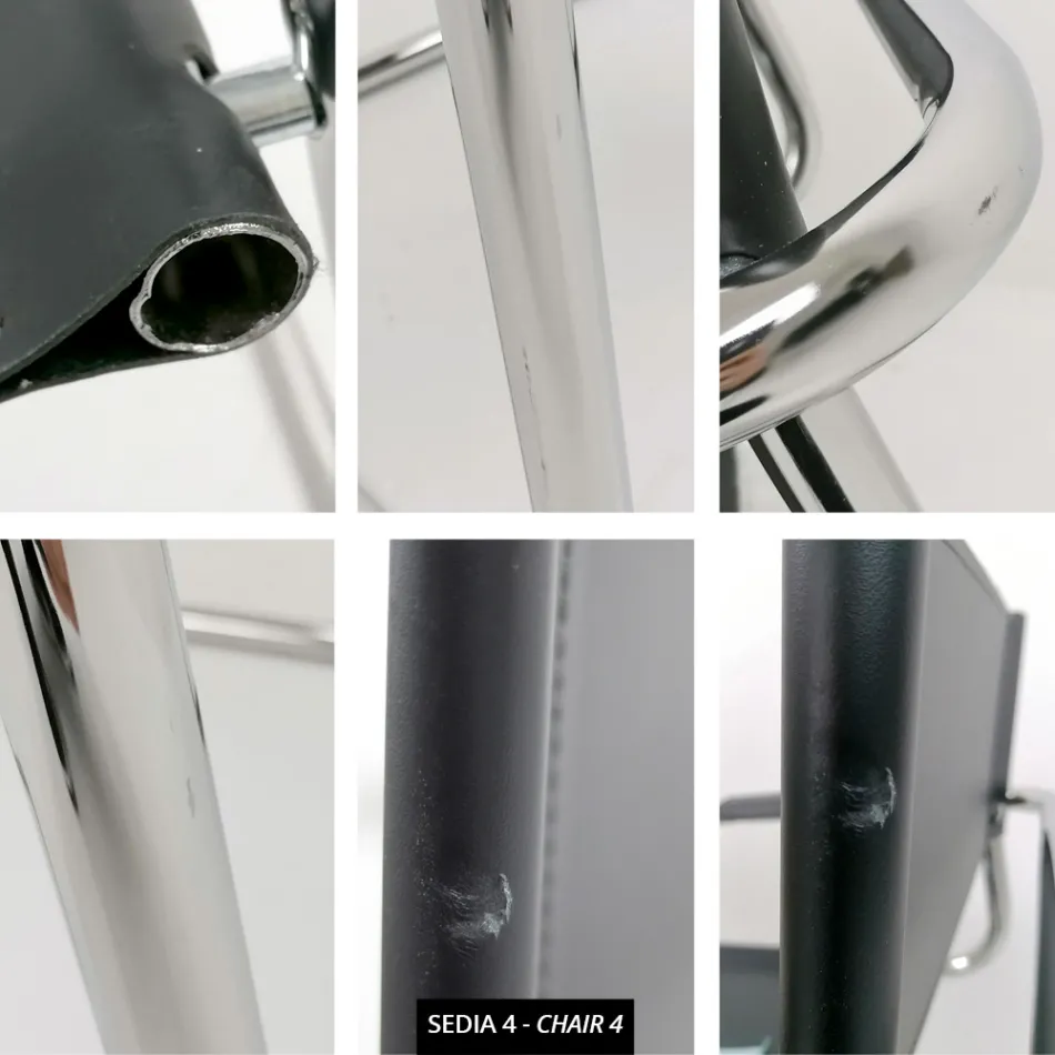 Krzesło do sali konferencyjnej lub spotkania w czarnej skórze i metalu – Cirillo3/4 Viadurini