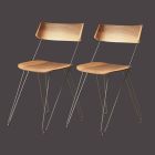 Ręcznie robione krzesło do jadalni z drewna i stali Made in Italy - Valencia Viadurini