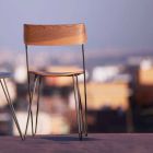 Ręcznie robione krzesło do jadalni z drewna i stali Made in Italy - Valencia Viadurini