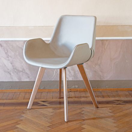 Krzesło do jadalni o nowoczesnym designie ze skóry Made in Italy - Simba Viadurini